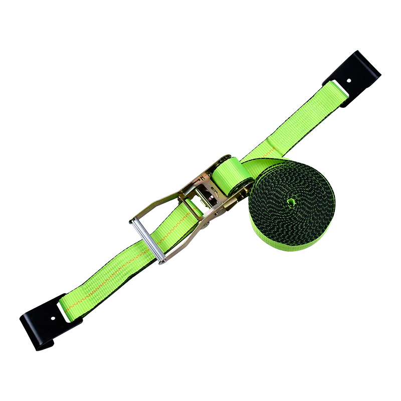 4' X 30' zelený ráčnový popruh s plochými háčky