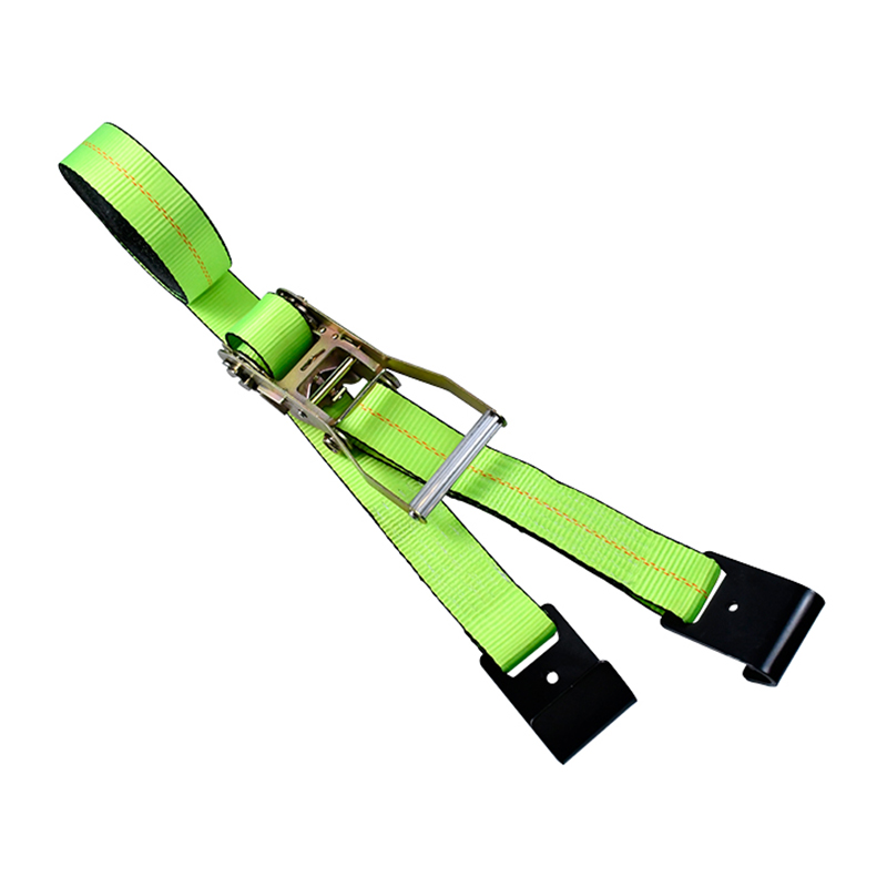 4' X 30' zelený ráčnový popruh s plochými háčky