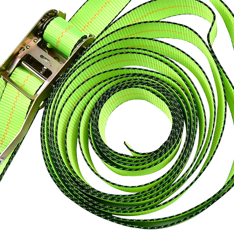 4' X 30' zelený ráčnový popruh s plochými háčky