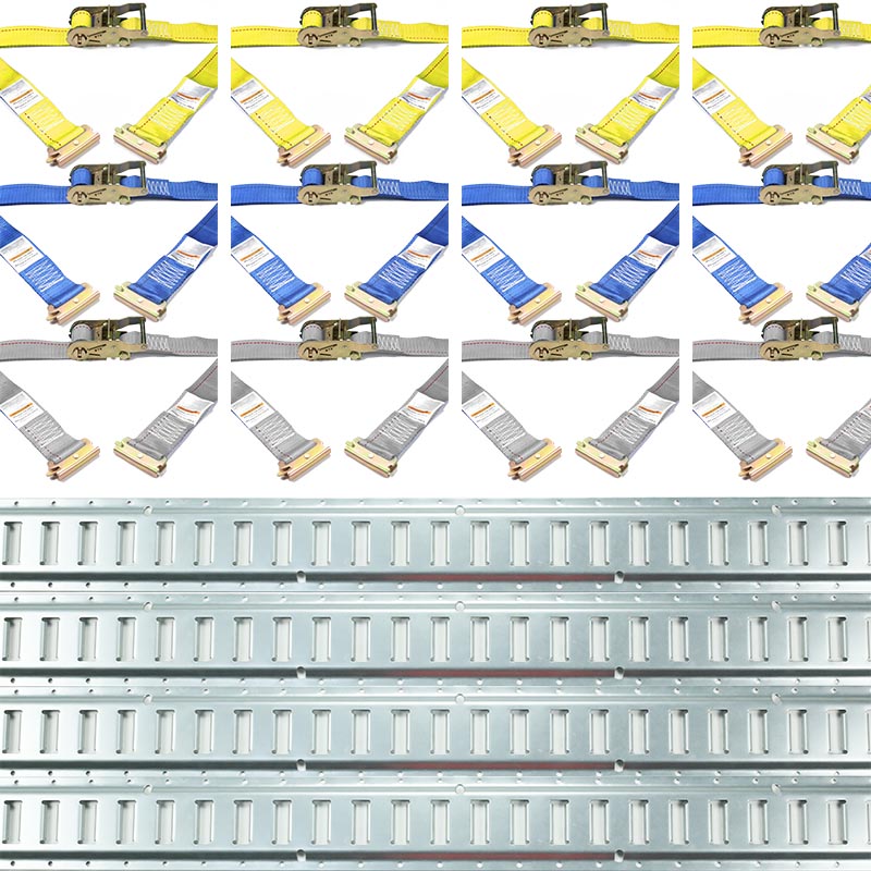 Sada 4-balení 5FT galvanizovaných kolejnicových ráčnových popruhů E-Track Kit
